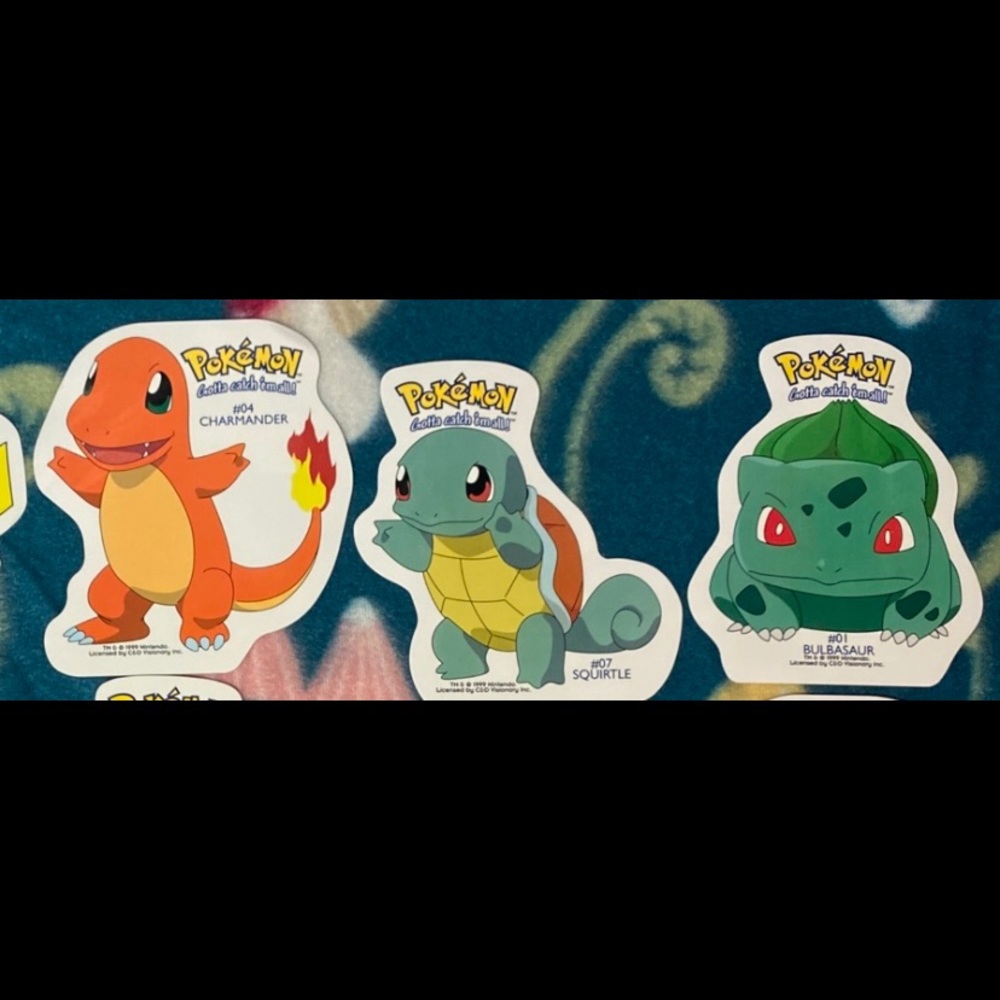 Set of 3 - 90s Vintage Pokemon Die Cut Stickers - Gen 1 Starters